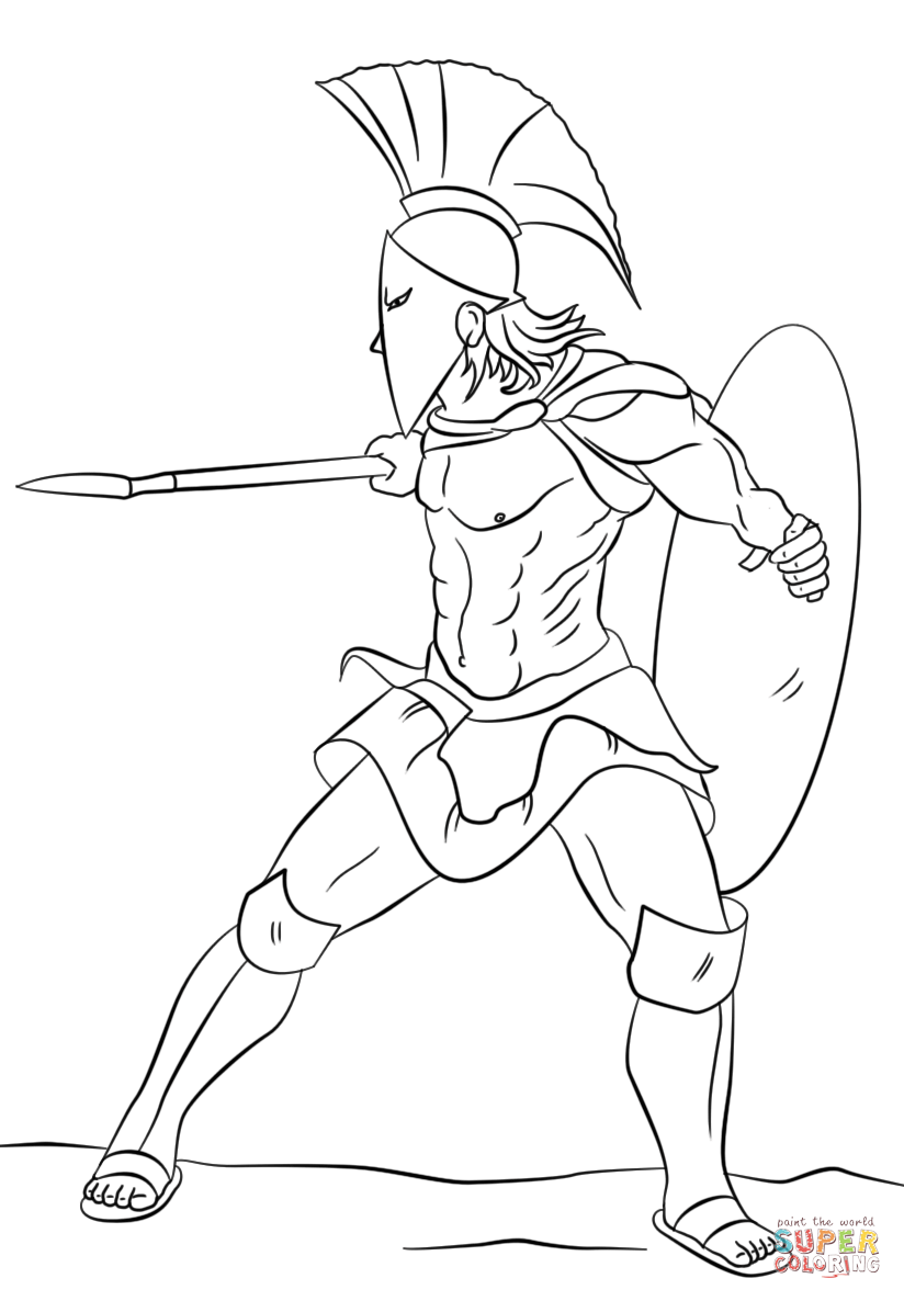 Spartan warrior coloring page free printable coloring pages