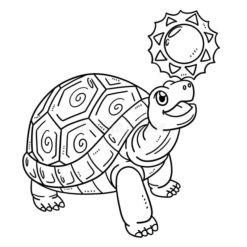 Tortoise playing isolated coloring page for kids stock vector