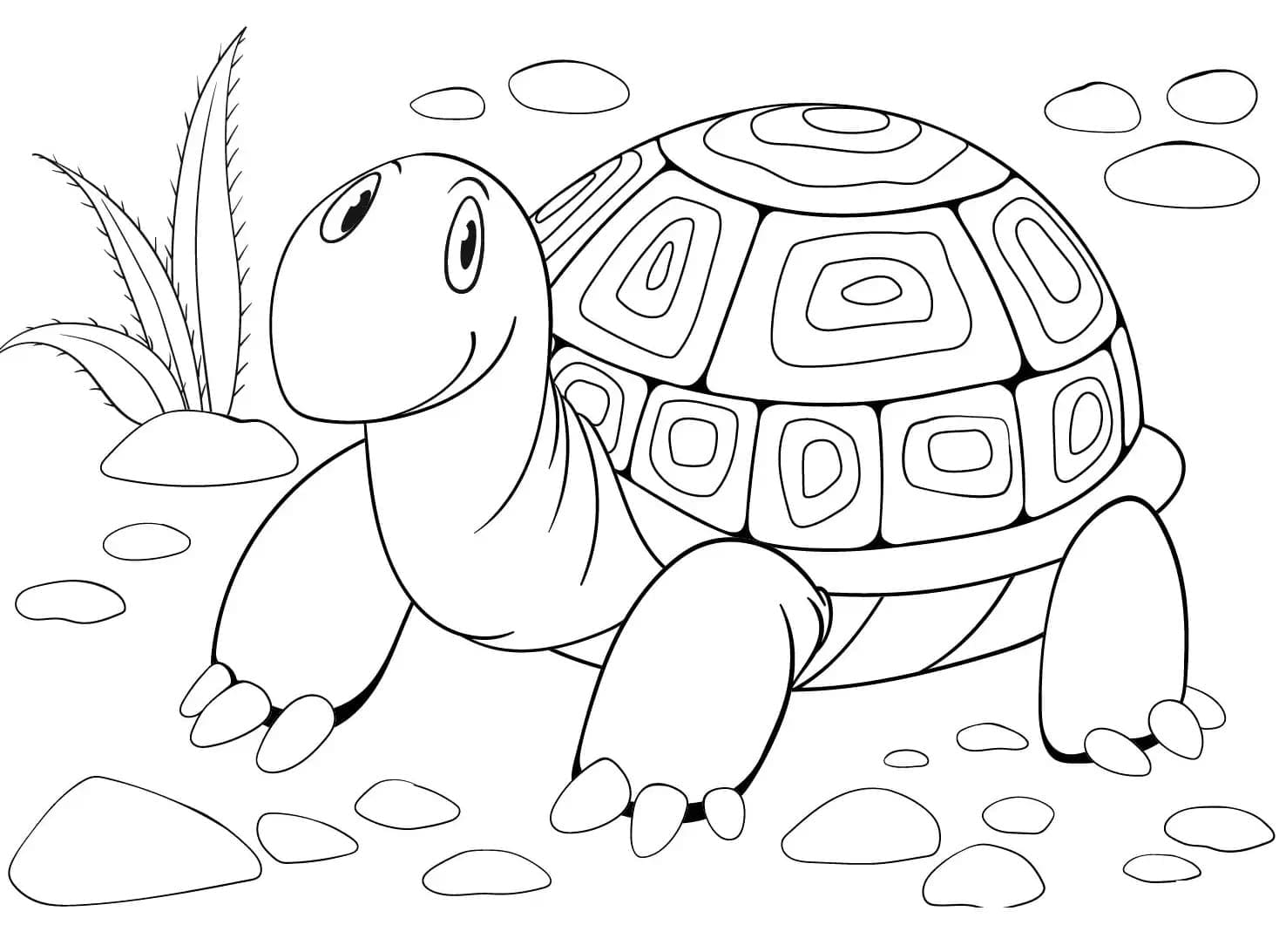 Smiling turtle coloring page