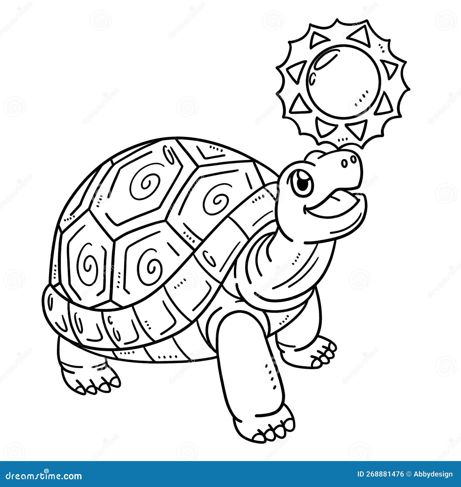 Tortoise playing isolated coloring page for kids stock vector