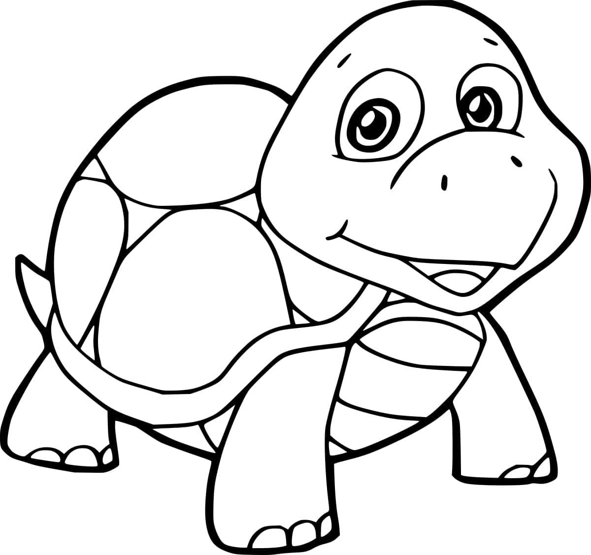 Cute cartoon tortoise coloring page
