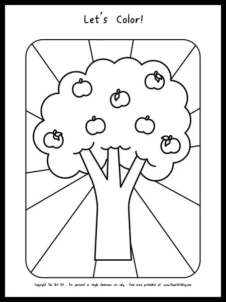Apple tree coloring page â free printable â the art kit