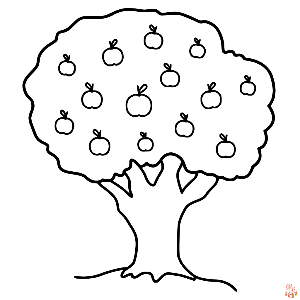 Find the best apple tree coloring pages online