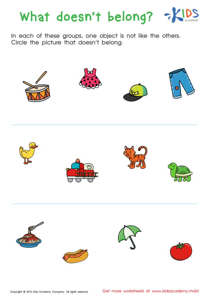 First words what doesnt belong worksheet free printout for kids