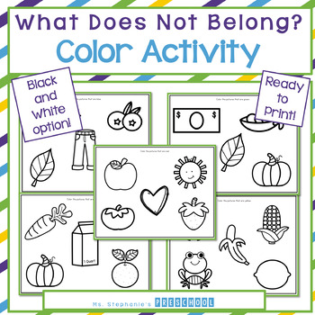 What does not belong color activity by ms stephanies preschool tpt