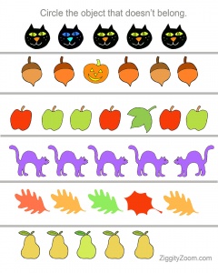 Fall fun math literacy workbook for kindergarten