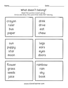 Belonging which does not belong to the group preschool activity