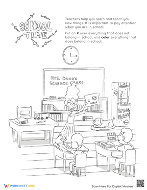 School time coloring page worksheet