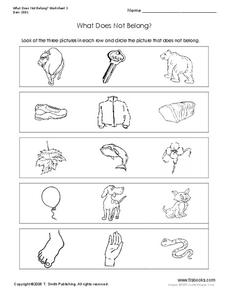 What does not belong worksheet for kindergarten