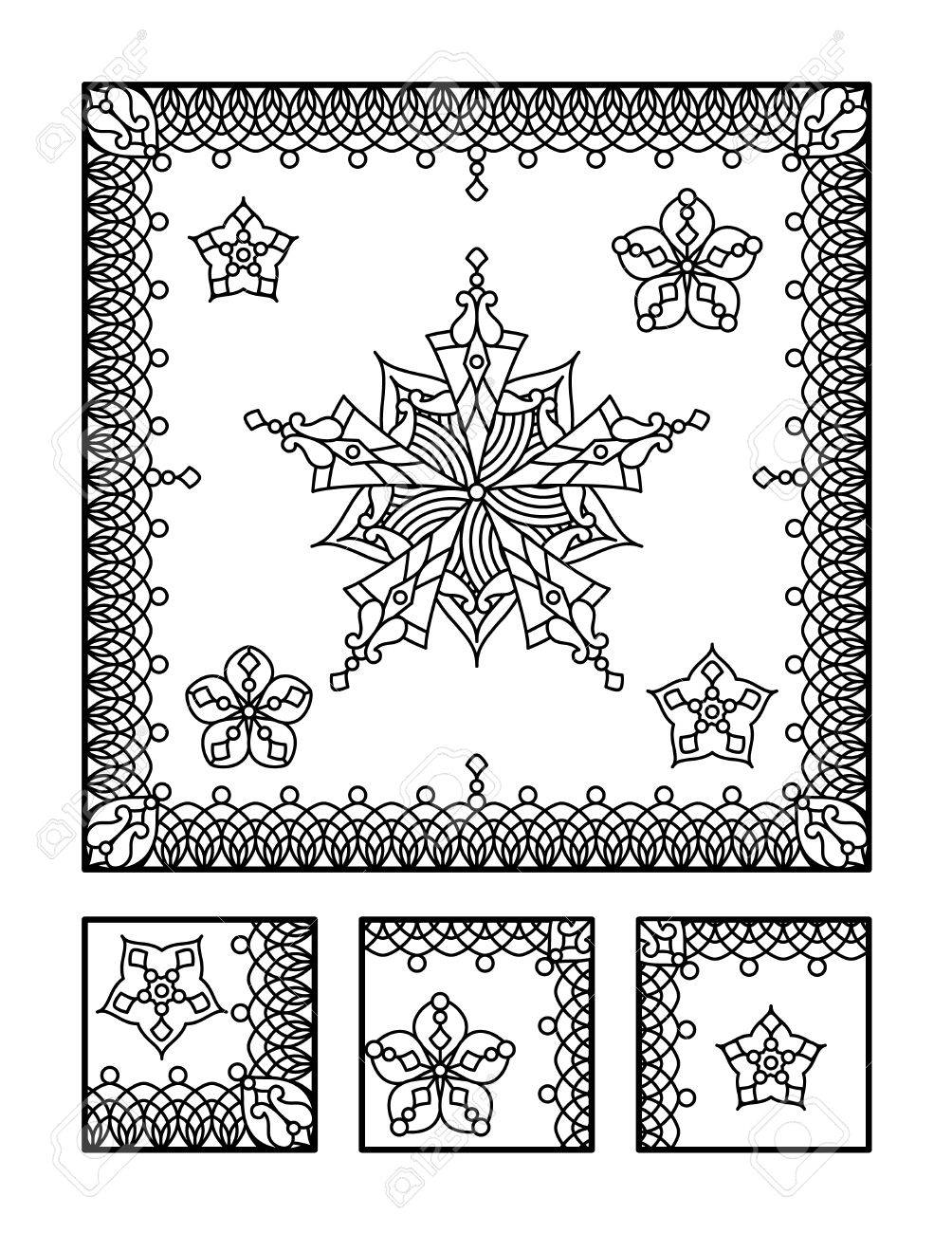 Framed mandala coloring page for adults children ok too and visual puzzle puzzle directions find the fragment that does not belong to the main picture answer left royalty free svg cliparts vectors