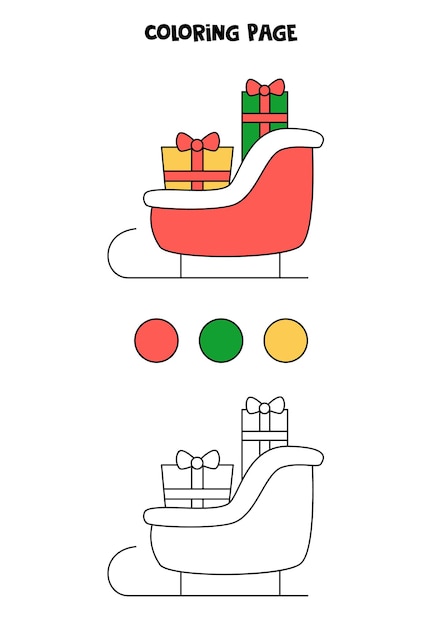 Premium vector color cute cartoon sleigh worksheet for kids