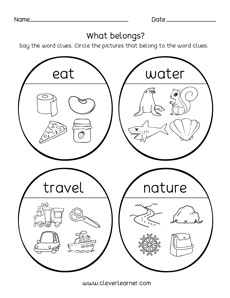 Belonging which does not belong to the group preschool activity