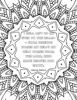 Mandala coloring page psalm anti anxiety relaxing calming activity craft