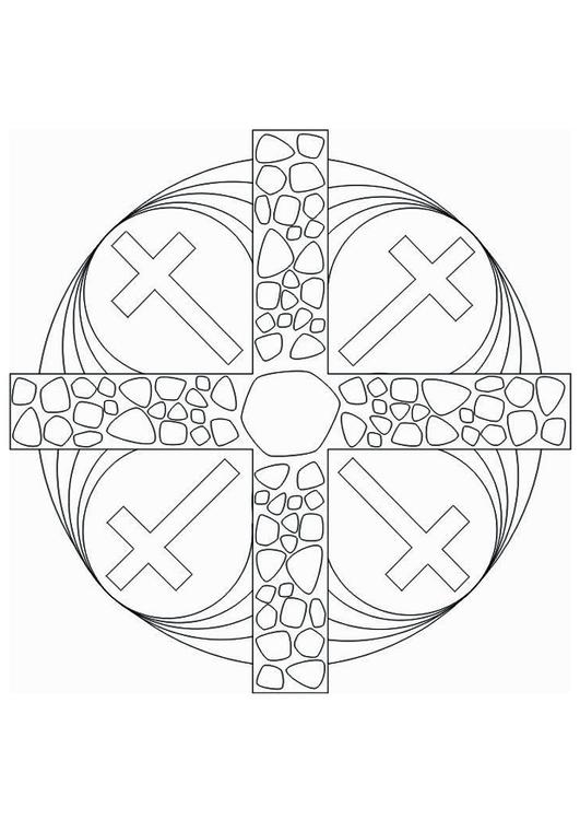Coloring page mandala cross