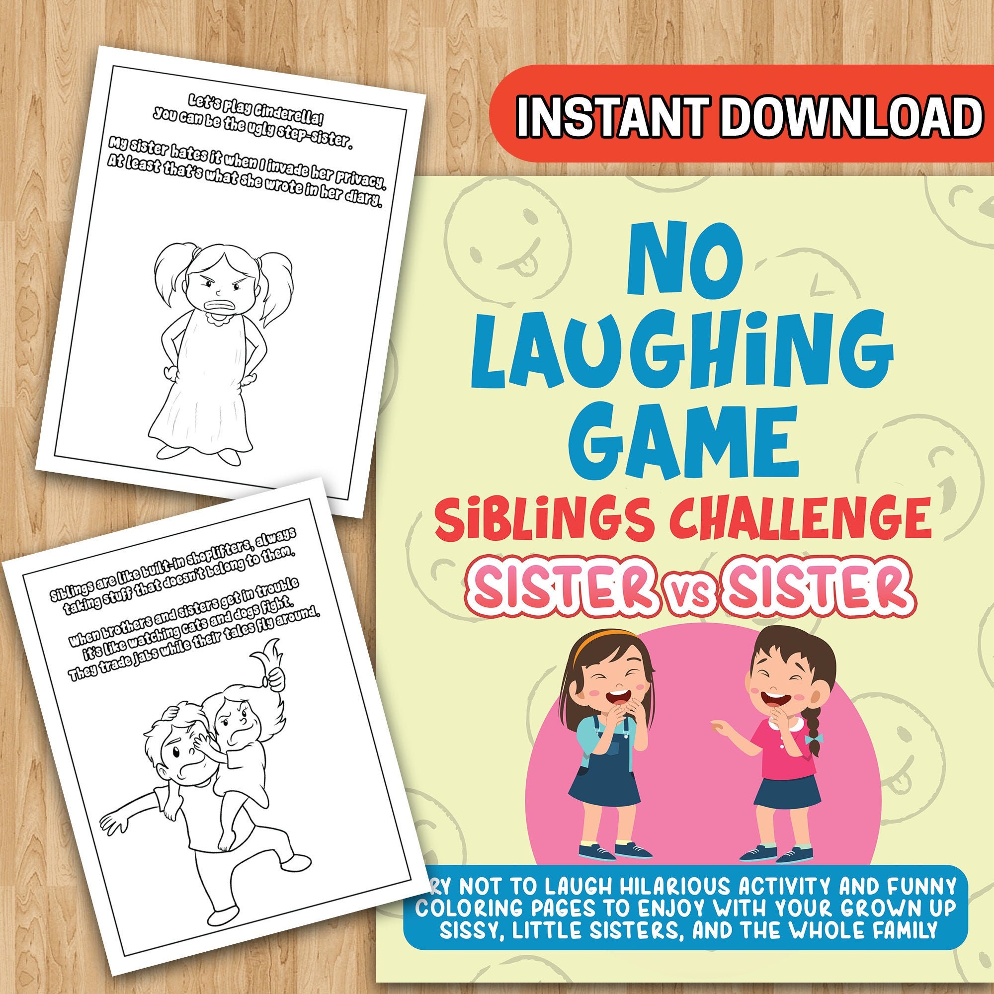 Best value no laughing game siblings challenge sister vs sister instant download try not to laugh hilarious activity for sisters
