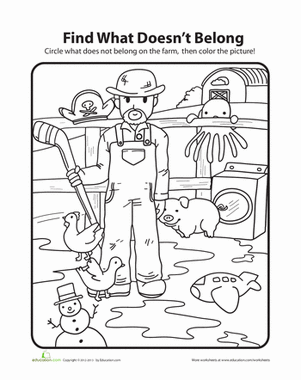 What doesnt belong farm worksheet education farm theme preschool farm animals preschool farm unit kindergarten