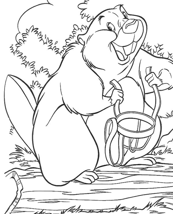 Beaver coloring sheet for kids