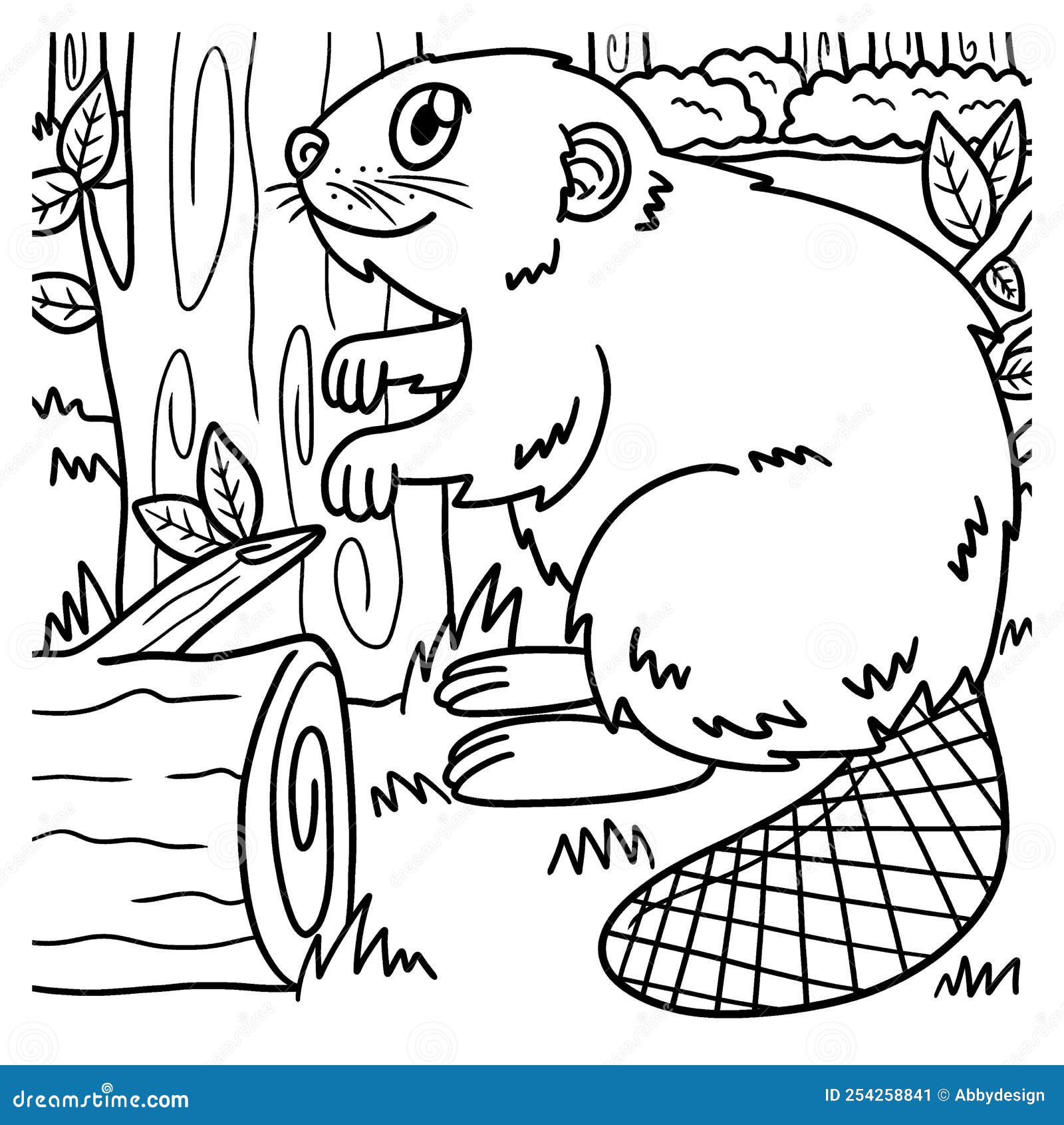 Beaver coloring page for kids stock vector