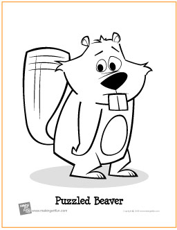 Puzzled beaver free printable coloring page
