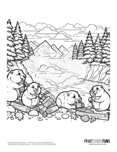 Beavers cute wild animal coloring pages clipart at