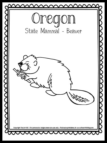 Oregon state mammal coloring page beaver free printable â the art kit
