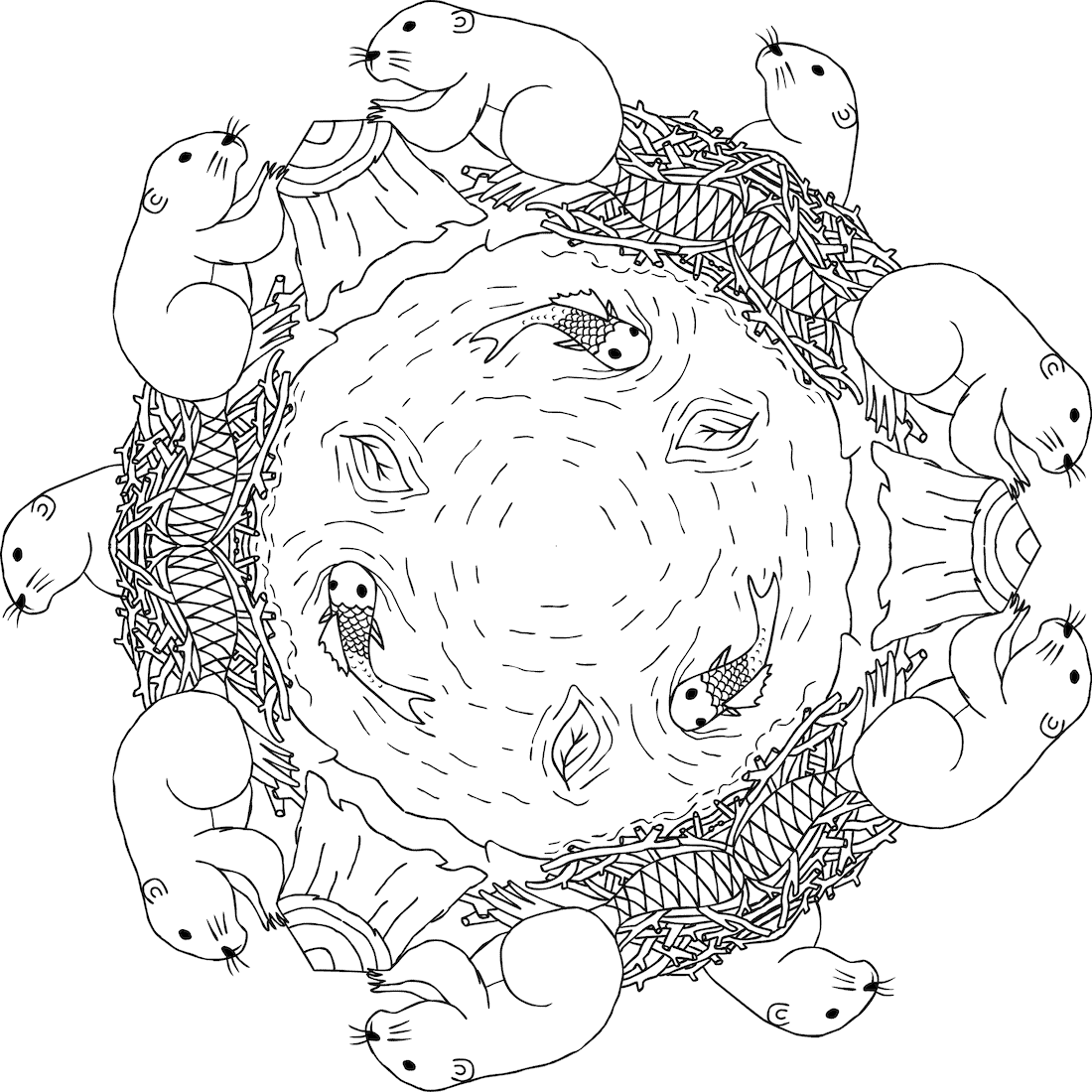 Beavers den coloring page