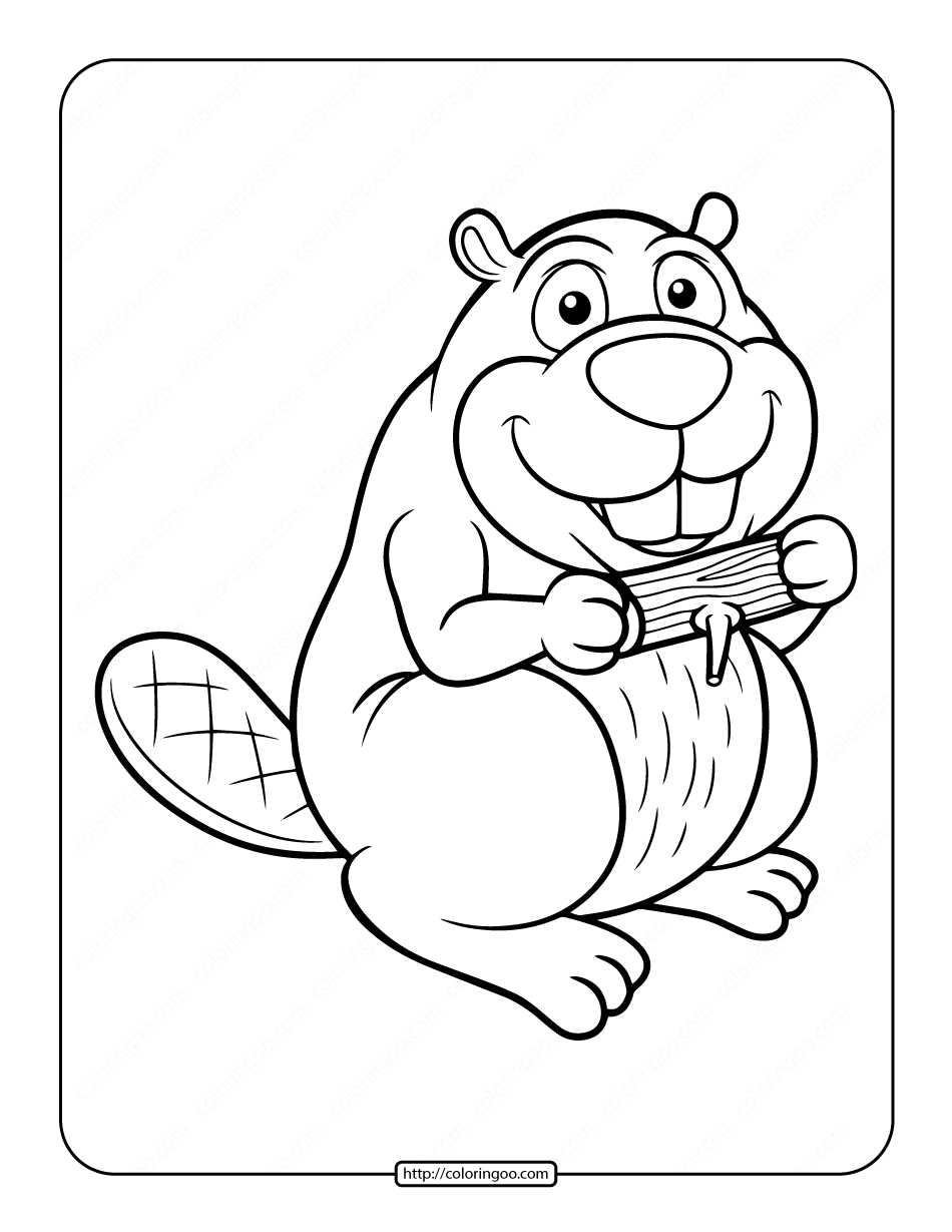 Cute beaver coloring page