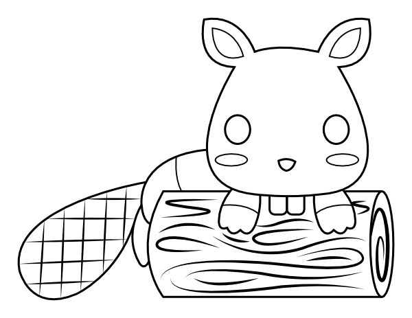 Printable baby beaver coloring page