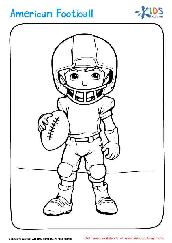 Free boy playing american football coloring worksheet