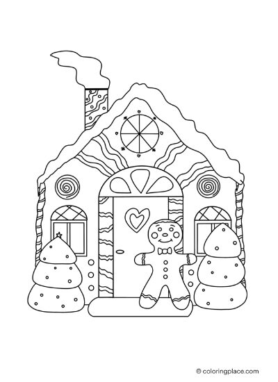 Gingerbread house coloring place