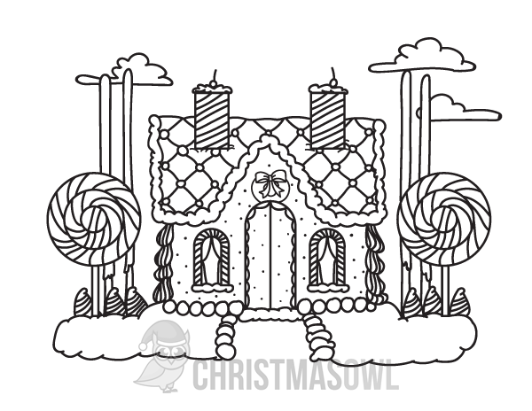 Free gingerbread house coloring page