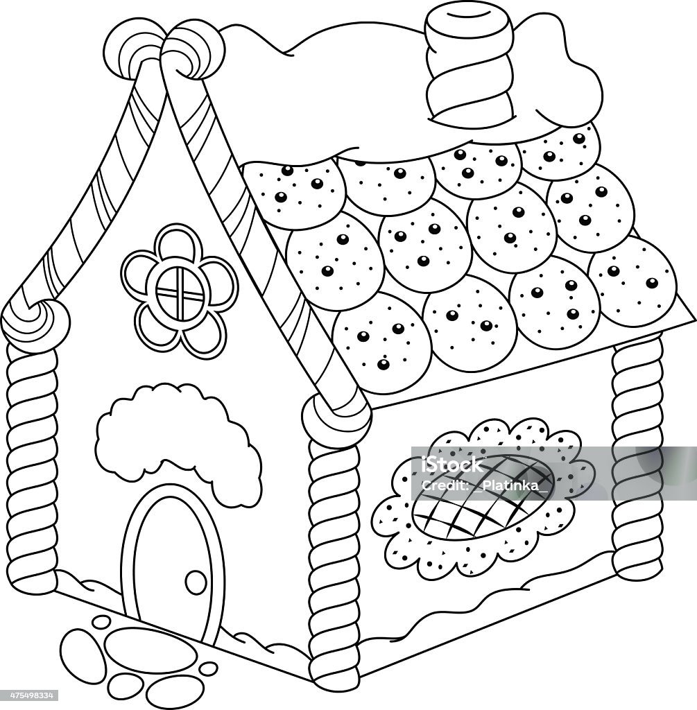 Gingerbread house coloring page stock illustration