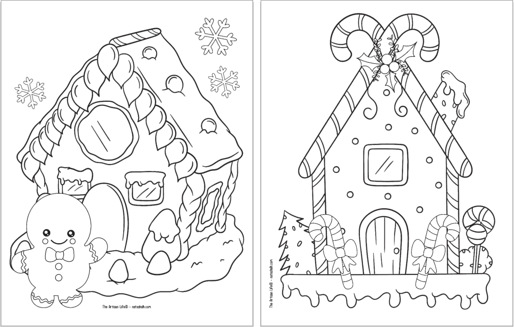 Free printable gingerbread house coloring pages