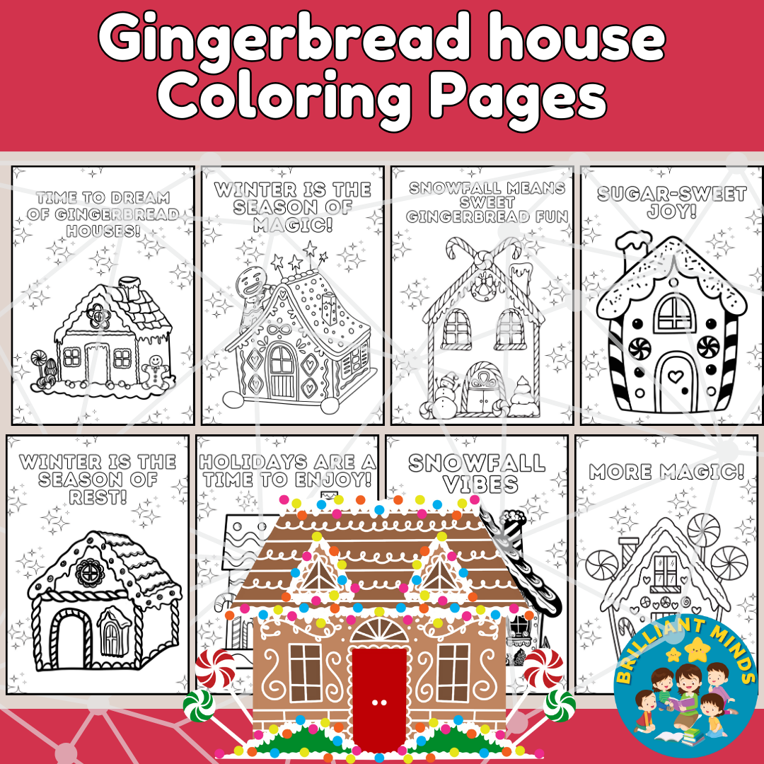 Holiday gingerbread house coloring page