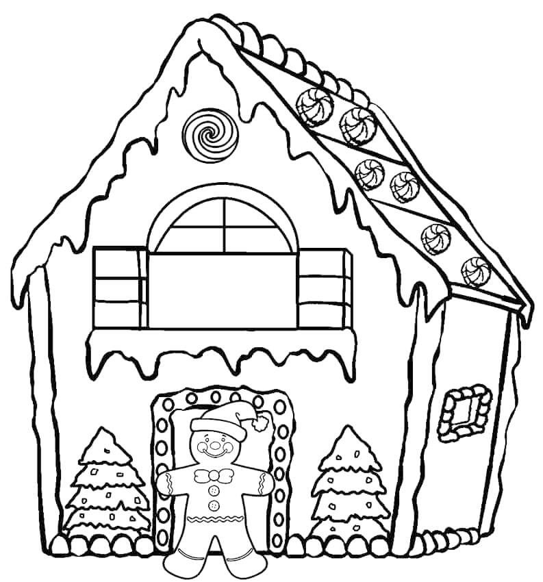 Free printable gingerbread house coloring pages for kids