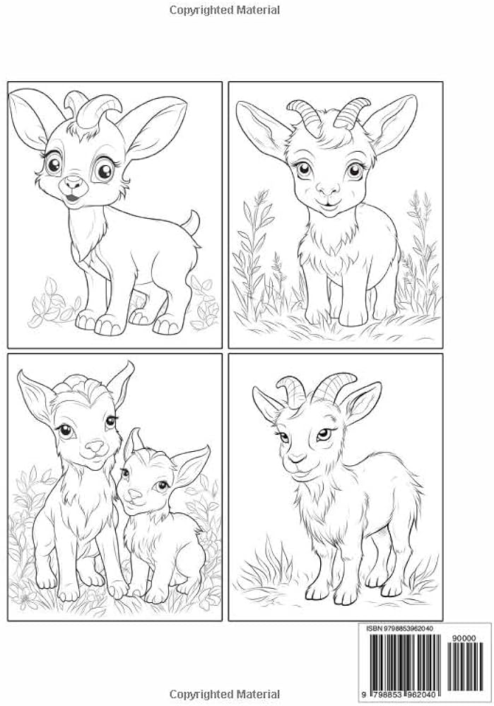 Goat coloring book for kids easy coloring by sacollection