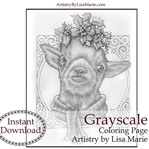 Christmas baby goat printable coloring page â artistry by lisa marie