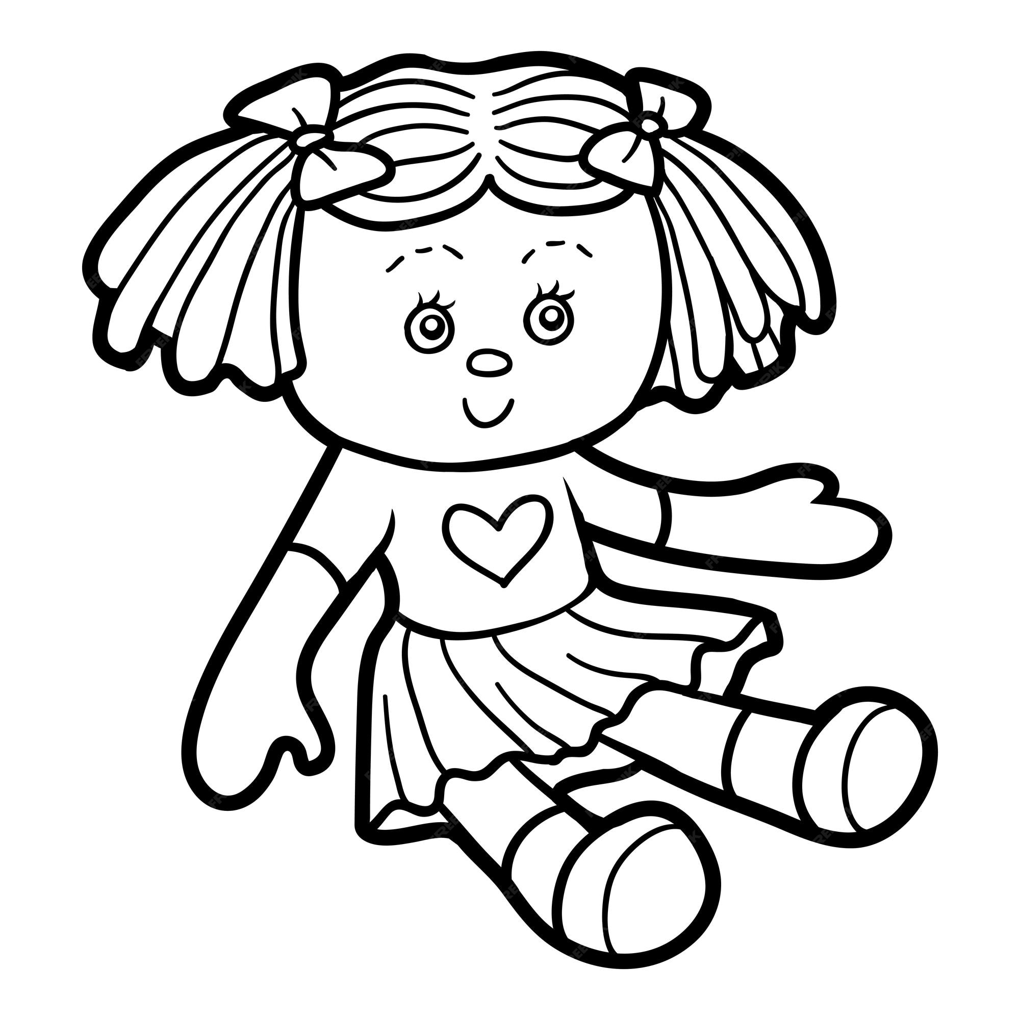 Premium vector coloring book for children doll