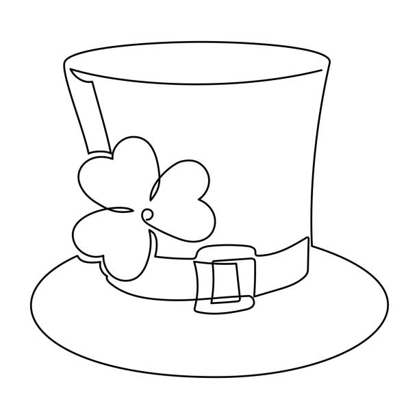 Continuous one line art drawing of leprechaun hat stock illustration