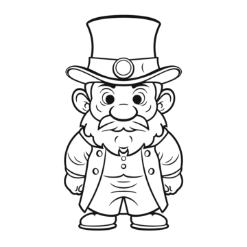 Leprechaun in a top hat coloring page for kids outline sketch drawing vector wing drawing hat drawing ring drawing png and vector with transparent background for free download
