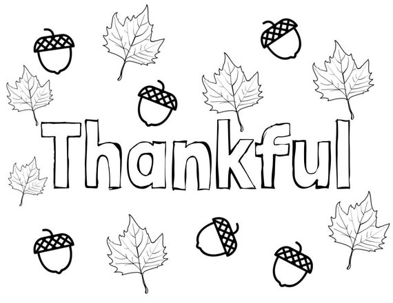 Printable thankful leaf acorn coloring sheet