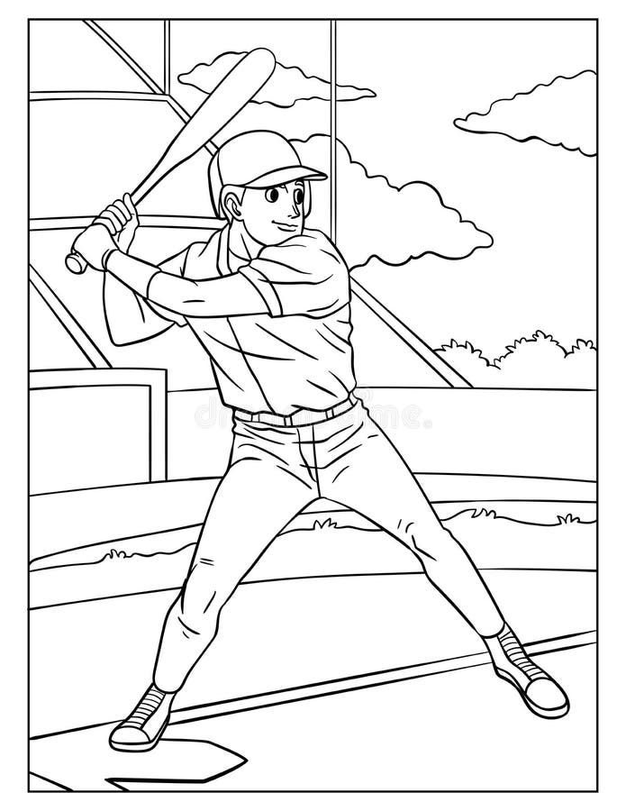 Baseball coloring page for kids stock vector