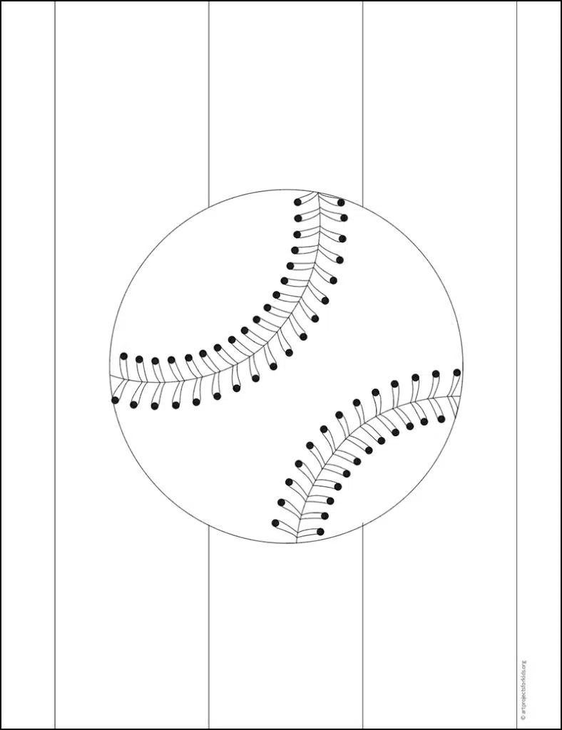 Easy how to draw a baseball tutorial and baseball coloring page
