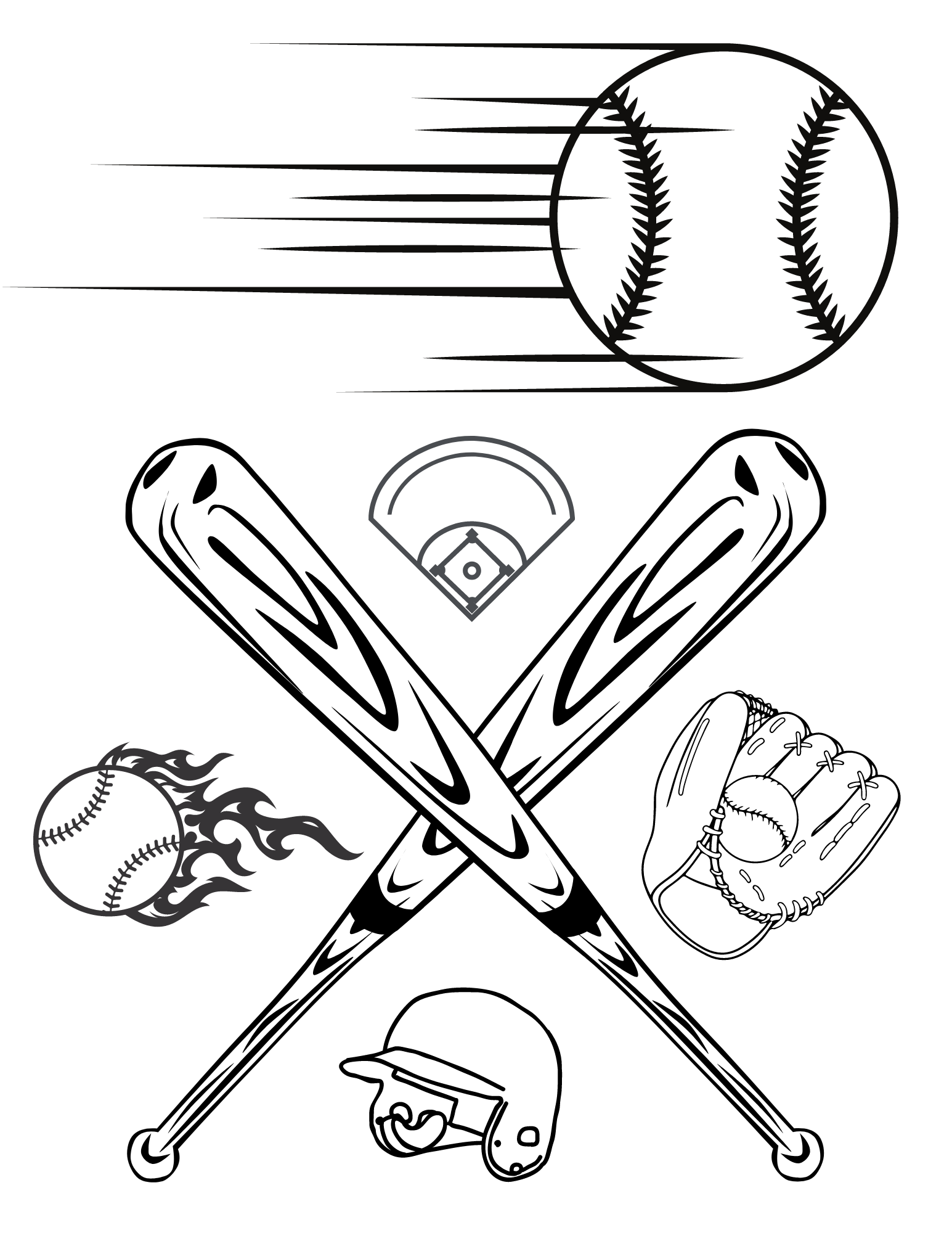 Free baseball coloring pages for kids and adults
