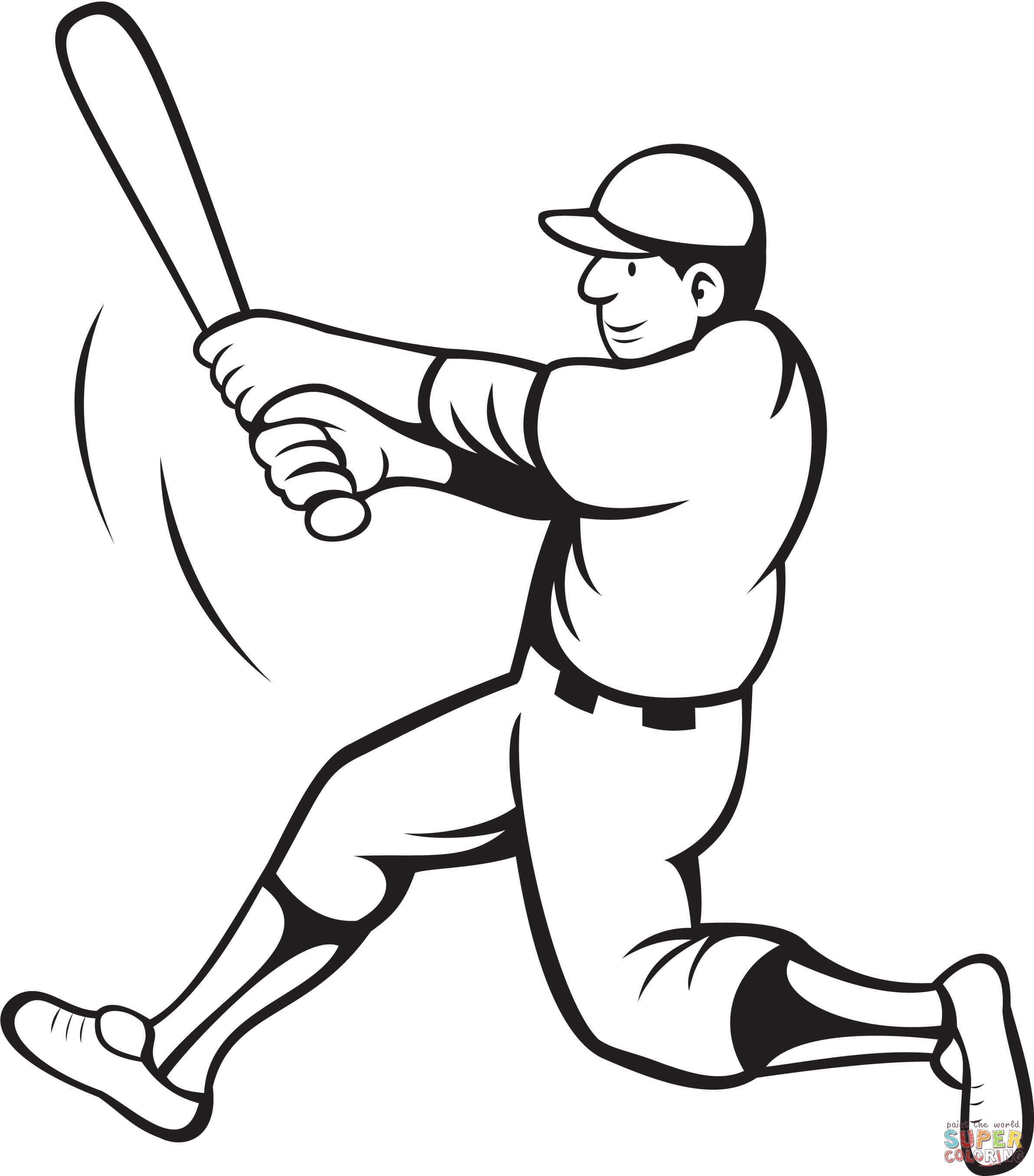 Baseball batter swinging coloring page free printable coloring pages