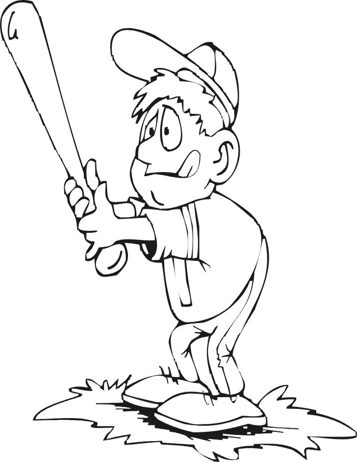 Printable baseball batter coloring page kid with tongue out