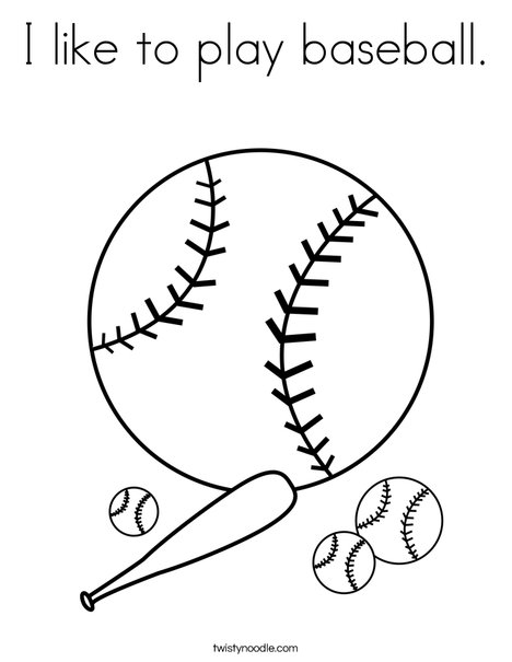 I like to play baseball coloring page