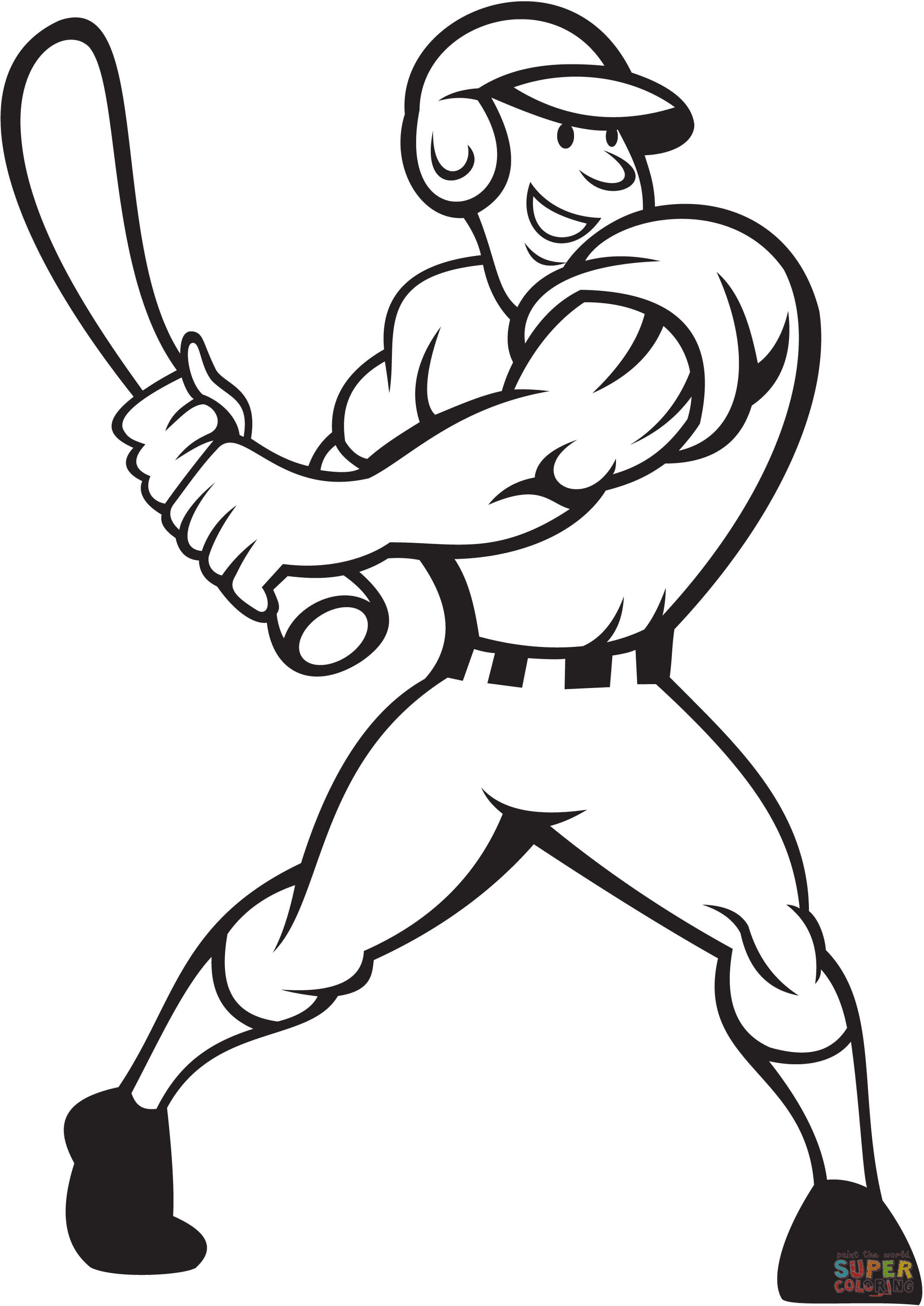 Baseball player batting side coloring page free printable coloring pages