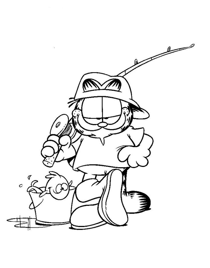 Fishing garfield coloring pages fish coloring page summer coloring pages birthday coloring pages