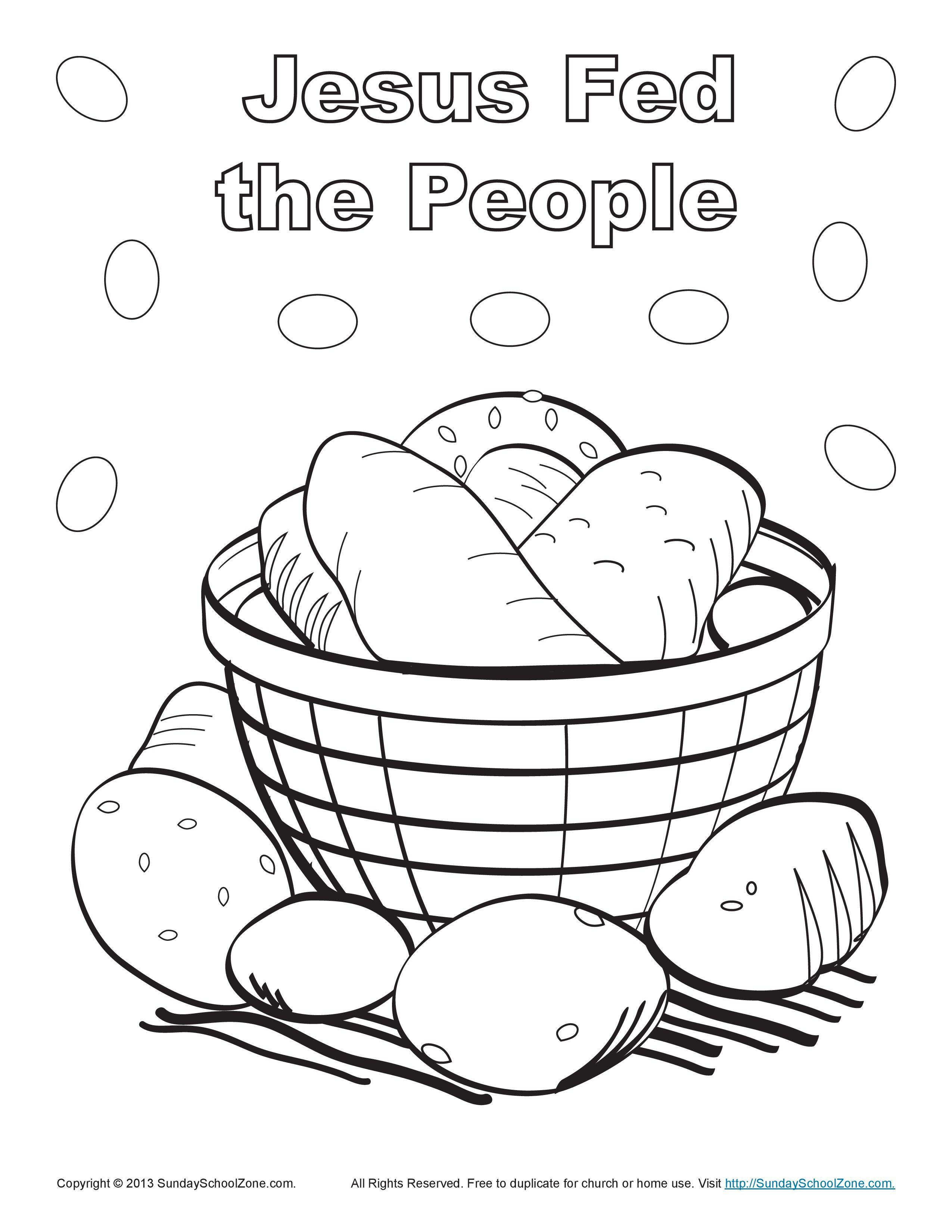Jesus fed the people bible coloring page bible coloring pages sunday school coloring pages bible coloring